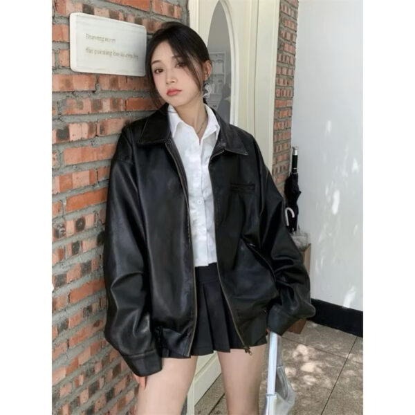 𝐈𝐍𝐅𝐏 復古美拉德質感皮外套 辣妹款 機車風 皮外套 美式